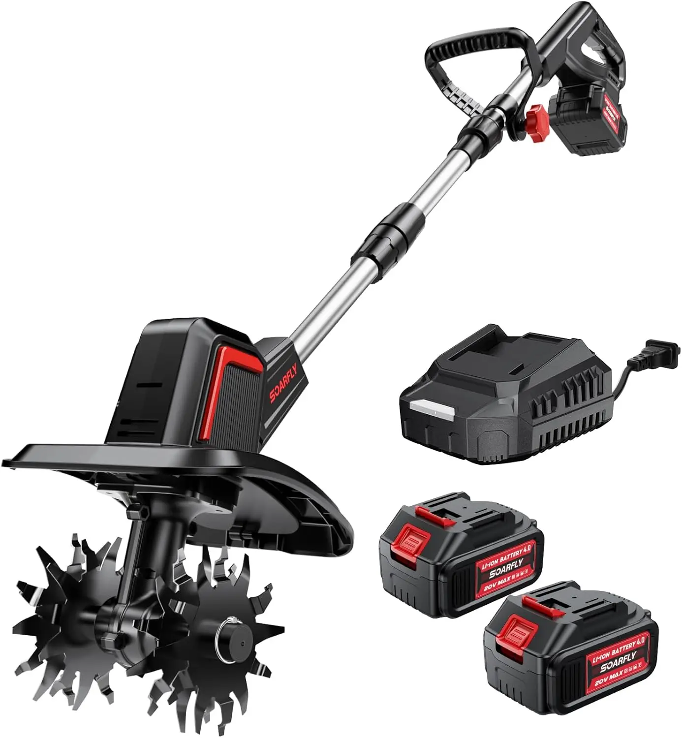 Garden Tiller Mini - Upgraded Cordless Electric Tiller for Gardening,