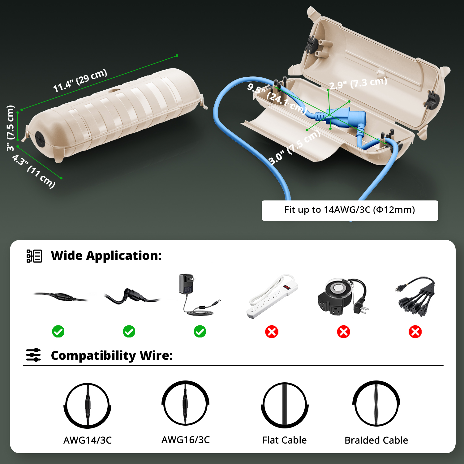 Outdoor Waterproof Connection  – Outdoor Power Lead Cover recenzja i cena
