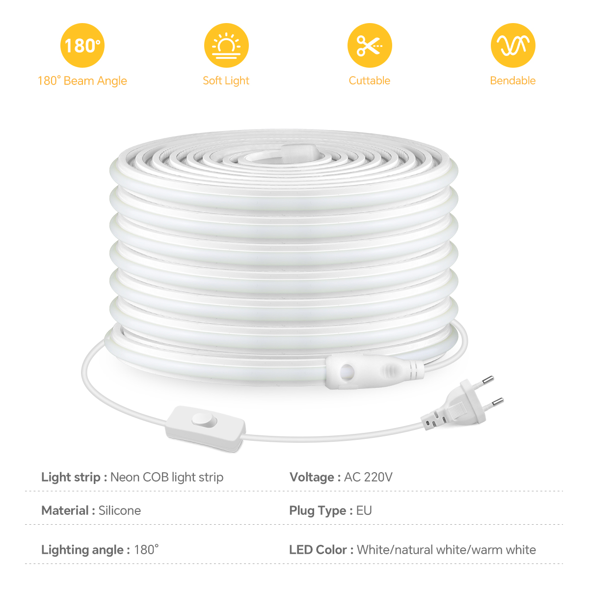 220V COB Led Strip High Densit – Outdoor Power Strip Weatherproof recenzja i cena