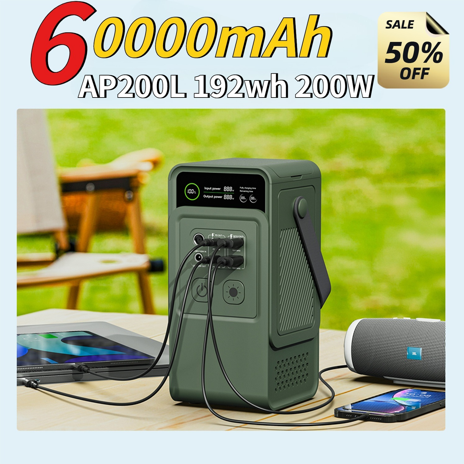 60000mAh 200W 192Wh Camping Po – Outdoor Power Generator recenzja i cena