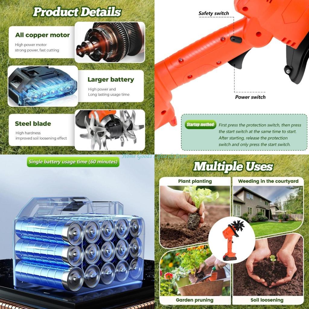 E74E Cordless Mini Tiller 21V  – Garden Tiller Mini recenzja i cena
