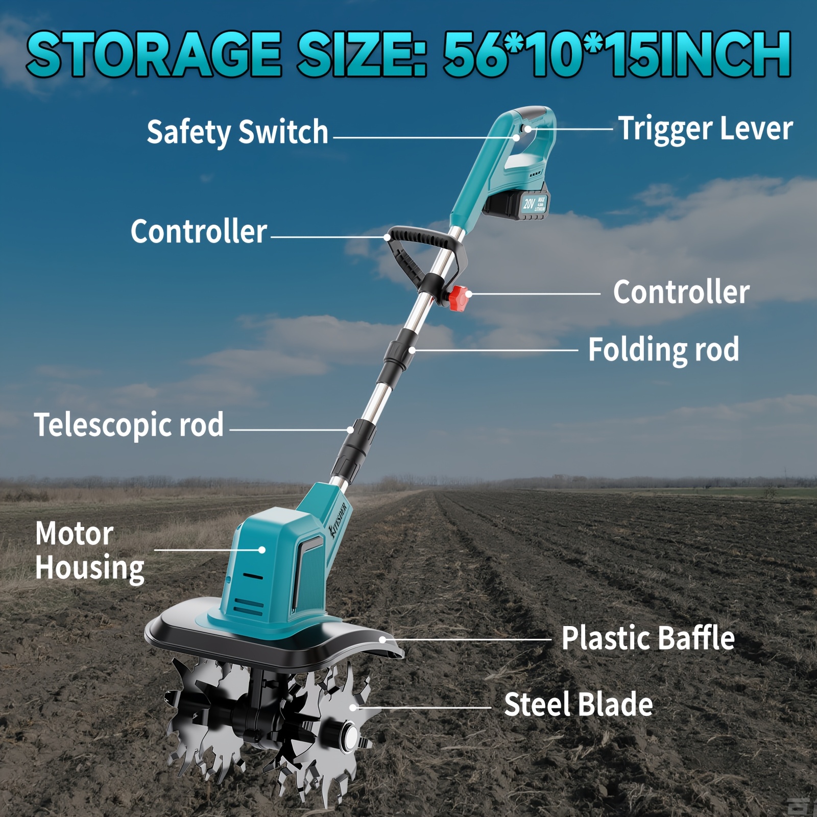 20V Cordless Tiller Cultivator – Garden Tiller Mini recenzja i cena