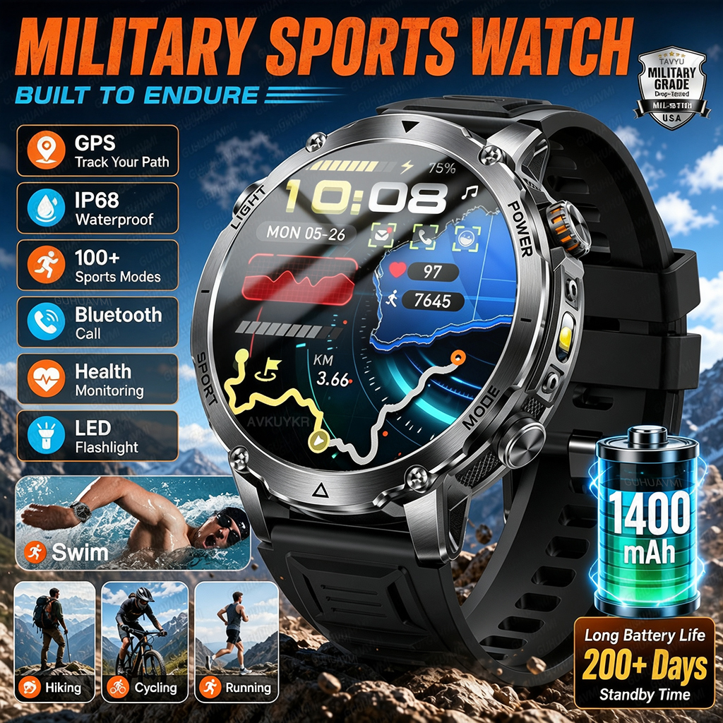 1400mAh GPS Smart Watch Men 20 – Outdoor Power Meter Box recenzja i cena
