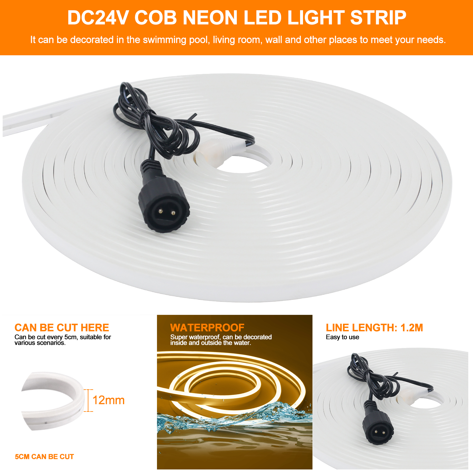 24V Solar Neon Light LED Strip – Outdoor Power Strip Weatherproof recenzja i cena
